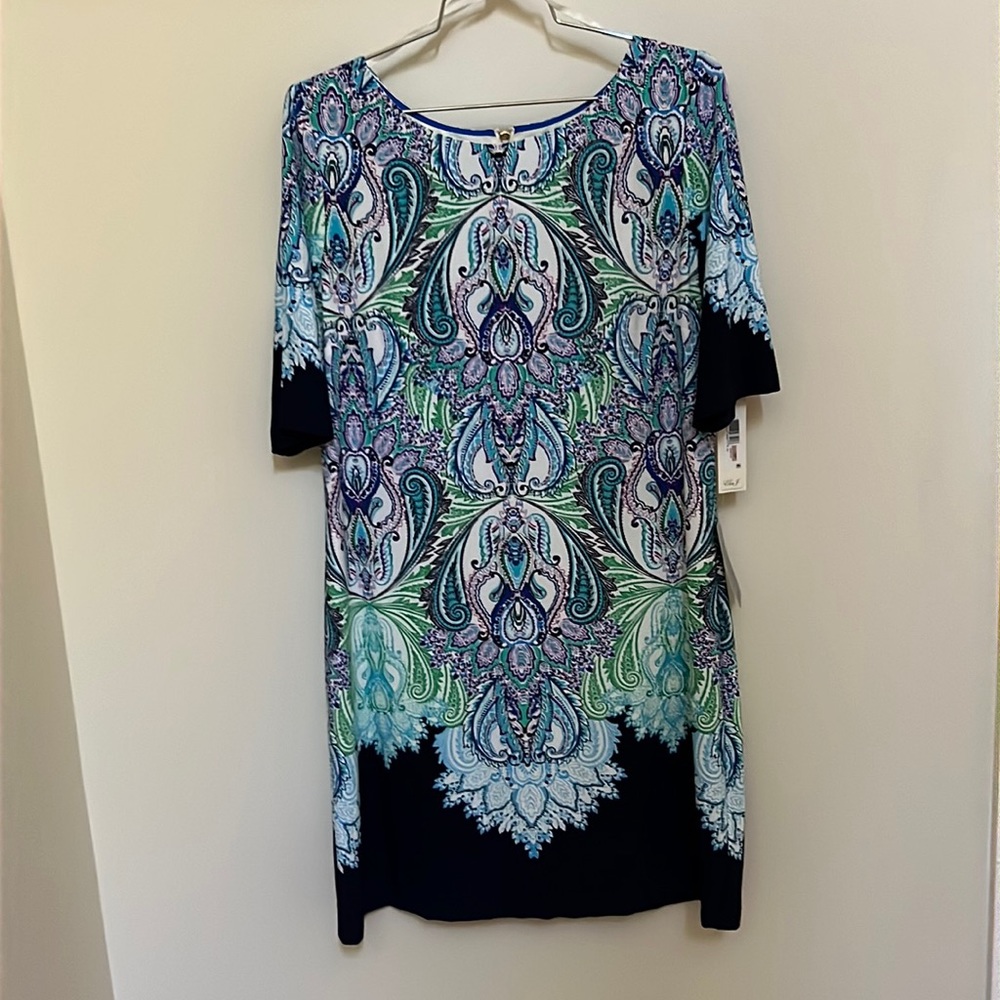 NWT Eliza J Navy Print Dress